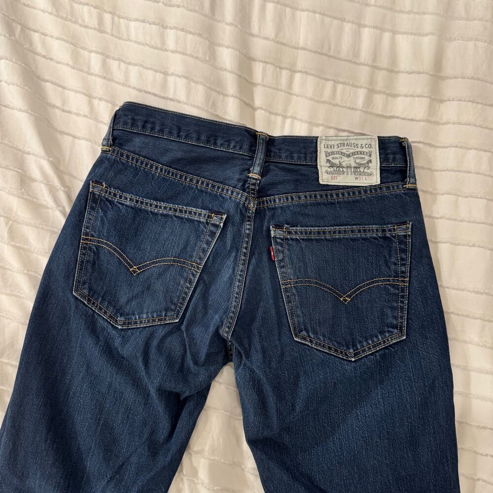 Levi's 511 Slim Fit Jeans W31 L30 Dark Rinse Mid Rise Straight Leg Americana - Picture 10 of 14